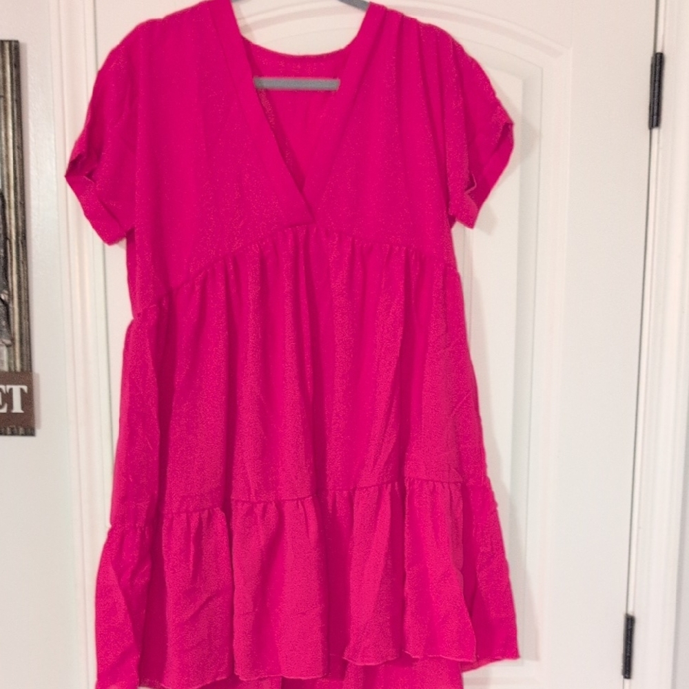 Unk Bright Pink Tiered Tunic Top